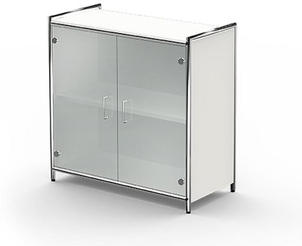 Sideboard mit Glastüren Artline, 80x38x78cm, Weiß / Glas Bild 1