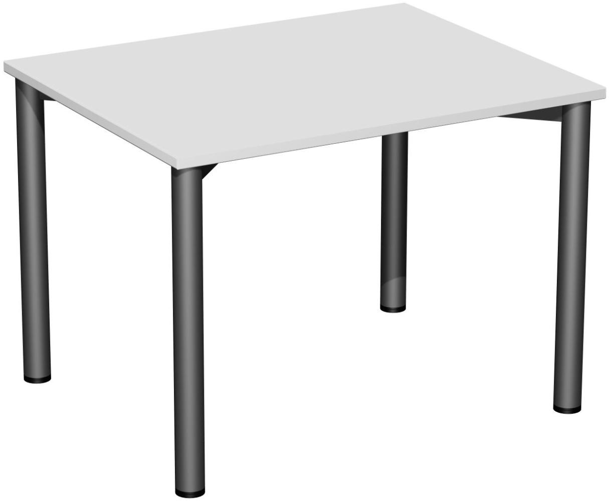 Schreibtisch '4 Fuß Flex', feste Höhe 100x80cm, Lichtgrau / Anthrazit Bild 1