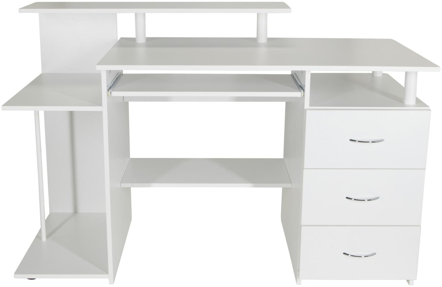 hjh 'Office' Schreibtisch mit Schubladen & Tastaturauszug, weiß, 89 x 137 x 60 cm Bild 1