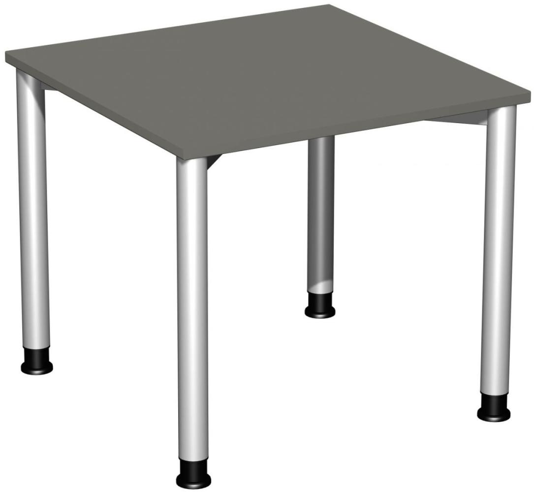 Schreibtisch '4 Fuß Flex', feste Höhe 80x80cm, Graphit / Silber Bild 1