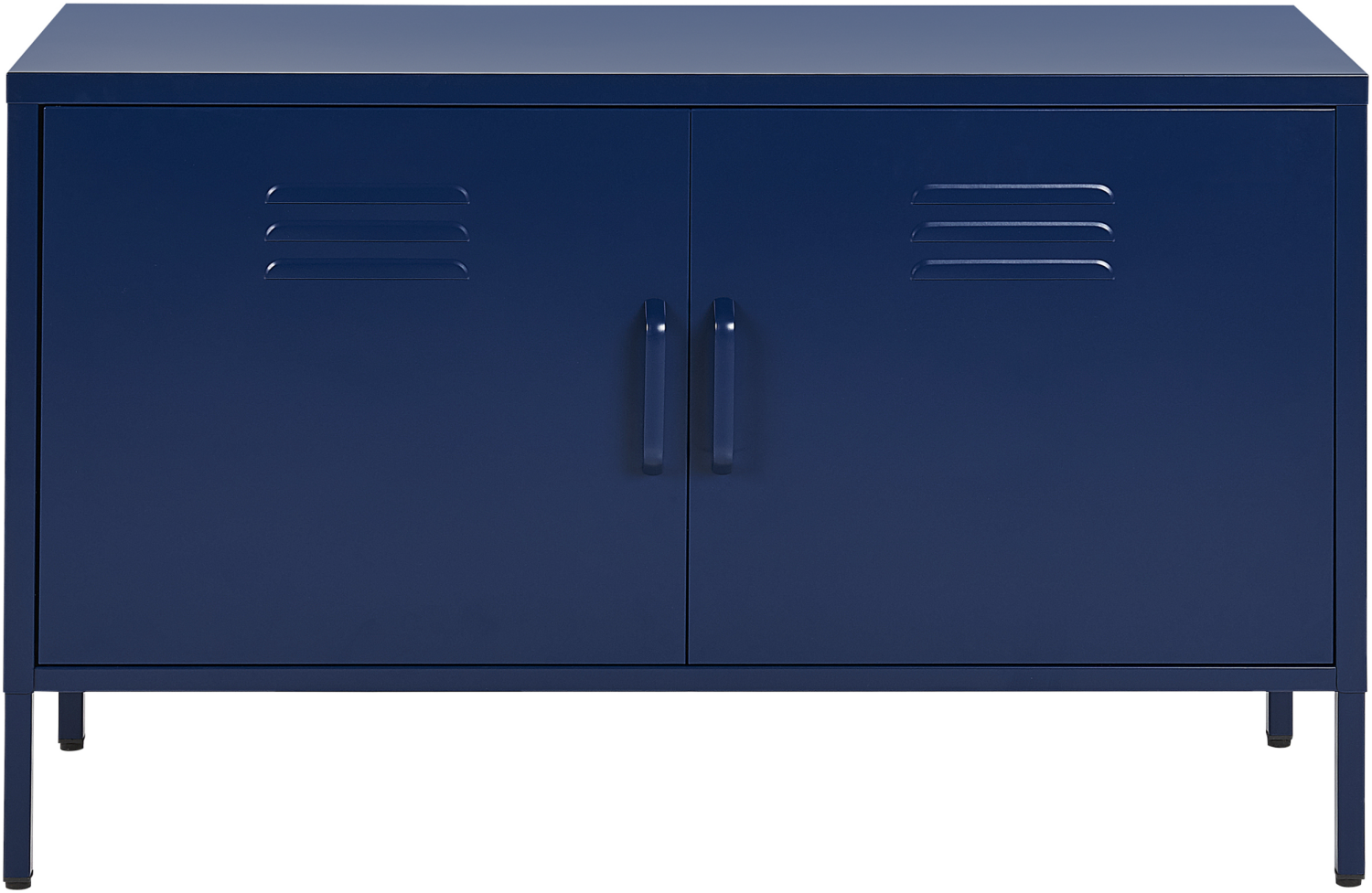 Metallschrank Blau Stahl 100 x 40 x 65 cm Sideboard mit hohen Füßen Türen Griffen Regalboden Wohnzimmer Büro Arbeitszimmer Flur Bad Bild 1