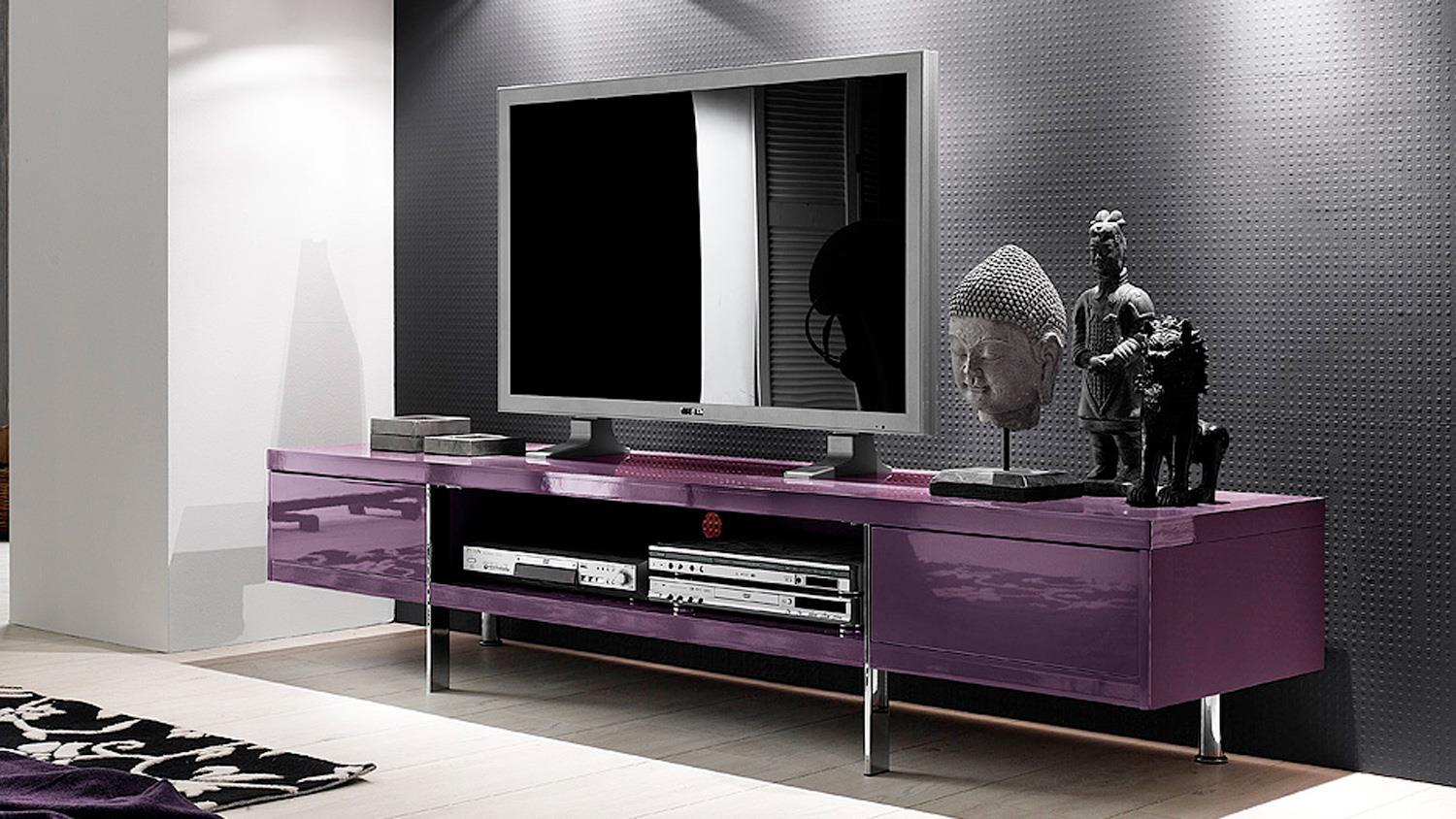 TV Board BRISBANE Lowboard in purple lila Hochglanz lackiert Bild 1