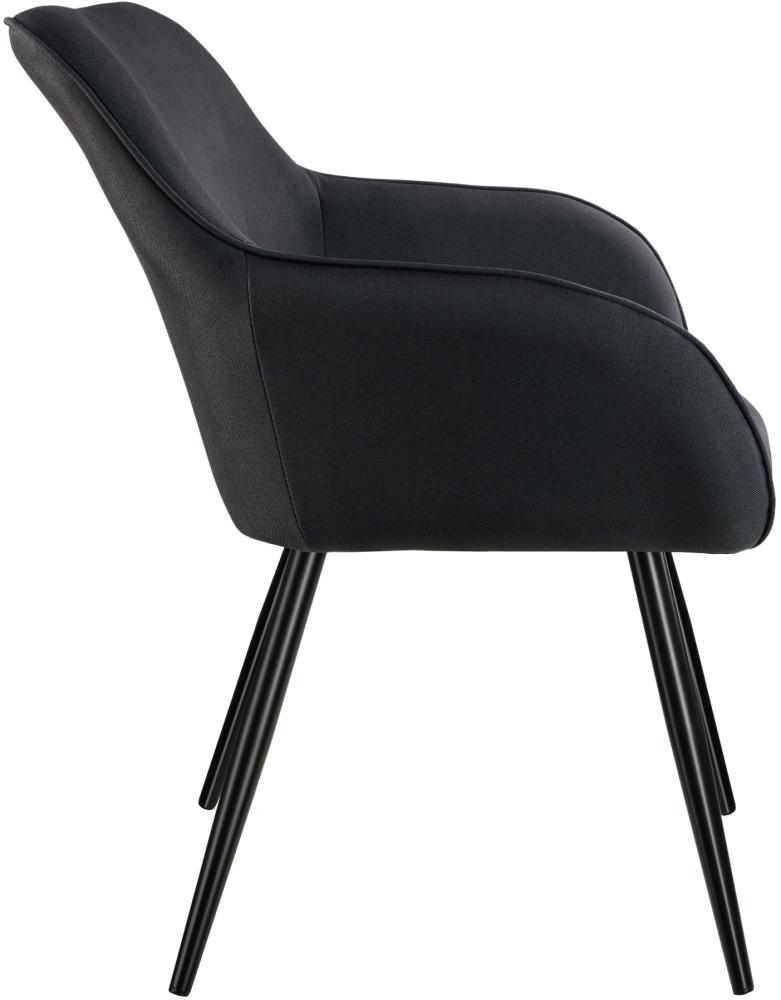 Stuhl Marilyn Leinenoptik, schwarze Stuhlbeine - schwarz Bild 1