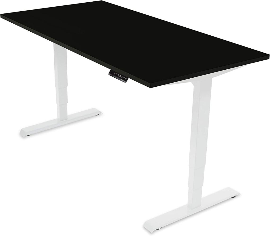 Desktopia Pro - Elektrisch höhenverstellbarer Schreibtisch / Ergonomischer Tisch mit Memory-Funktion, 5 Jahre Garantie - (Schwarz, 160x80 cm, Gestell Weiß) Bild 1