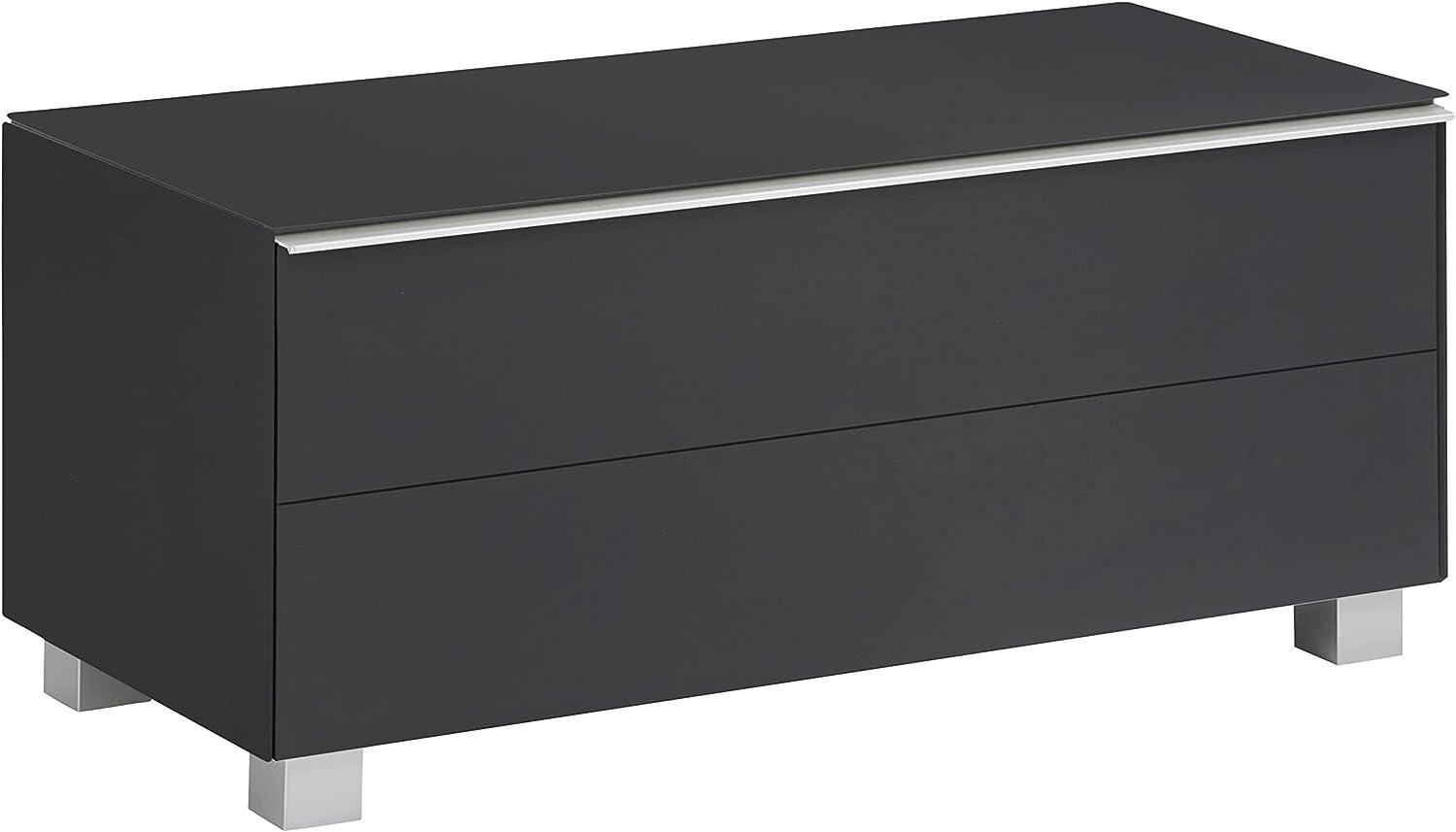 TV-Board "7785" in Schwarzglas matt mit einem Einlegeboden. Abmessungen (BxHxT) 99x43x42 cm Bild 1