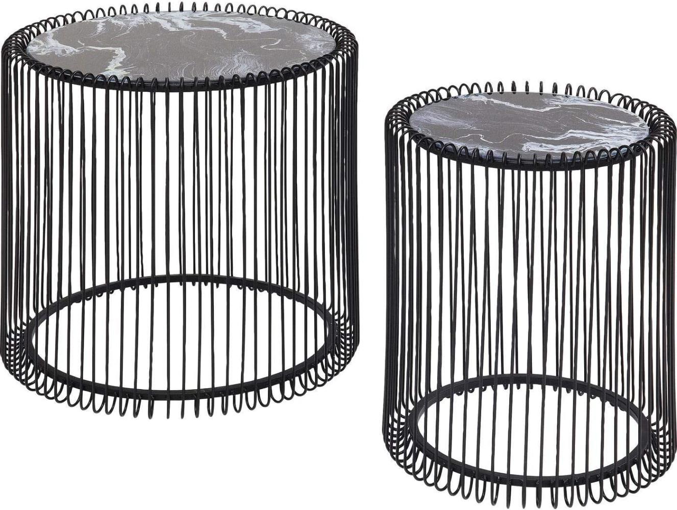 Kare Design Beistelltisch Wire Glas Marble, Schwarz/Weiß, (2/Set), 46x45x45cm Bild 1