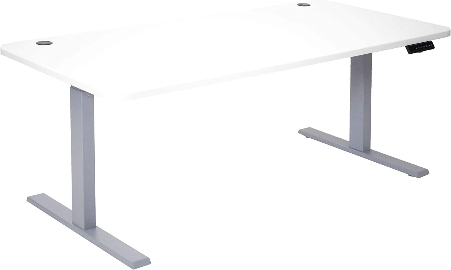 Schreibtisch HWC-D40, Computertisch, elektrisch höhenverstellbar 160x80cm 53kg ~ weiß, grau Bild 1