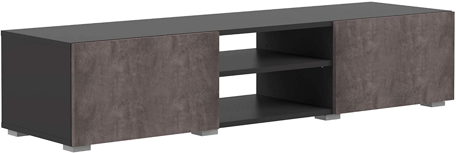 Amazon Marke - Movian Lijoki - TV-Board, 140 x 42 x 31 cm (L x T x H), Schwarz und Beton Bild 1