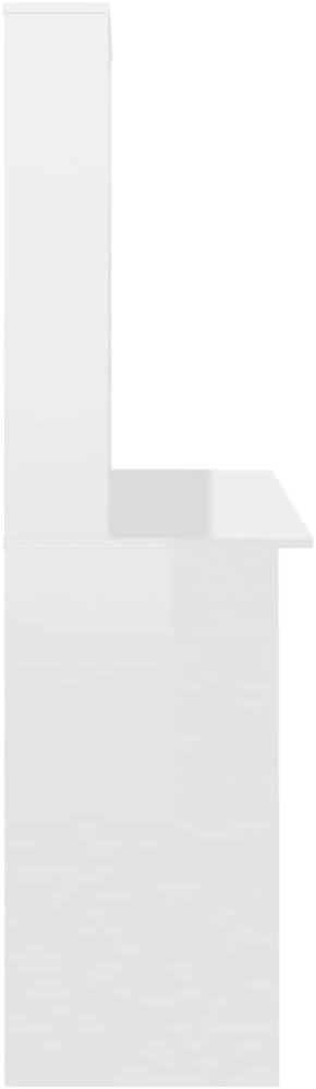 Schreibtisch mit Regalen Hochglanz-Weiß 110×45×157cm Spanplatte Bild 1