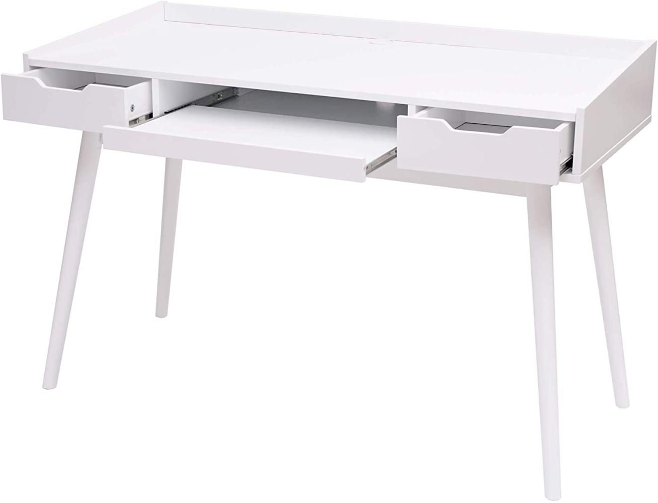 Mendler 'HWC-A70b' Schreibtisch aus MDF, weiß, 80 x 120 x 55 cm Bild 1