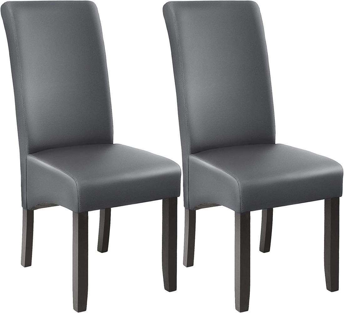 2 Esszimmerstühle, ergonomisch, massives Hartholz - grau Bild 1