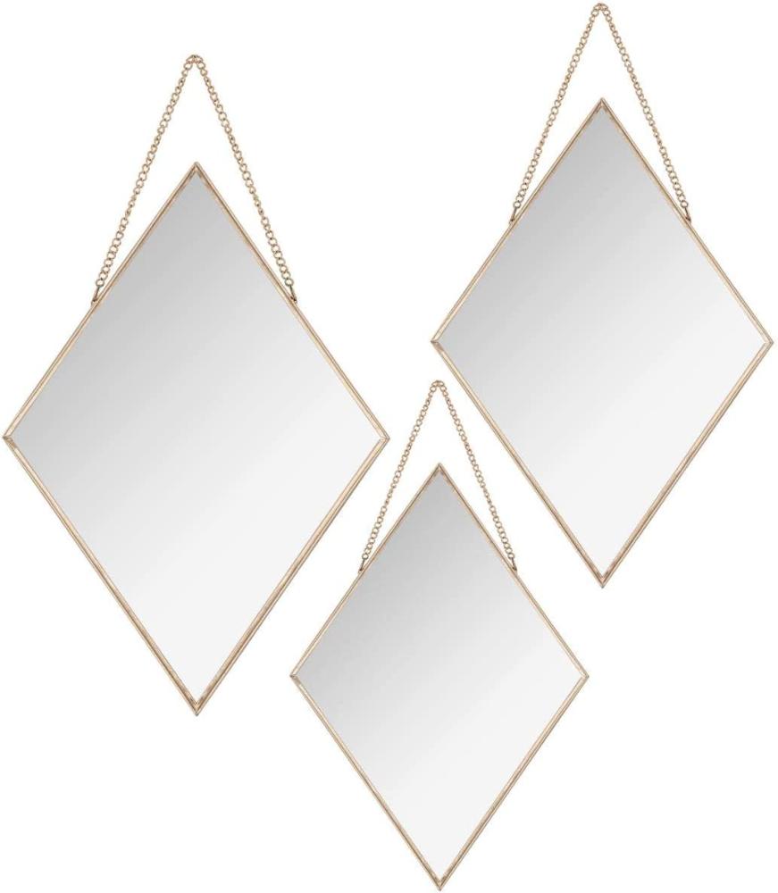 Wandspiegel Diamant 3er Set, Wandspiegel, hängende Spiegel, Spiegel im goldenen Rahmen Bild 1