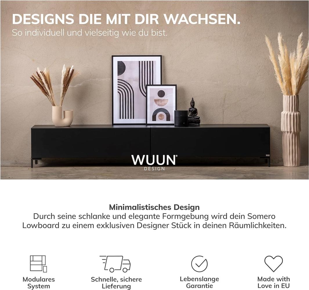 Wuun® TV-Board Lowboard Wohnwand TV-Bank Somero / 120cm / Weiß-Matt & Weiß-Hochglanz/Haarnadel Schwarz Bild 1