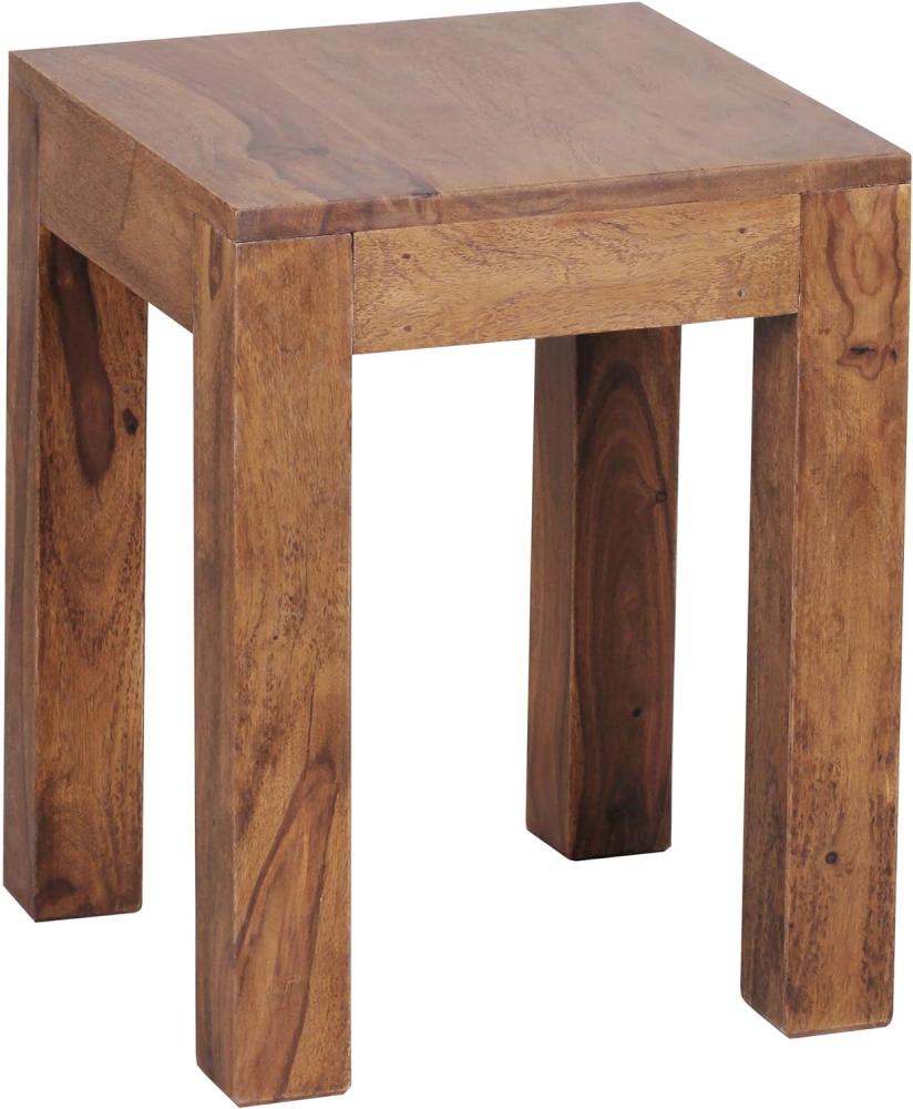 Wohnling Beistelltisch Massiv-Holz 35 x 35 cm Wohnzimmer-Tisch Design braun Sheesham Bild 1
