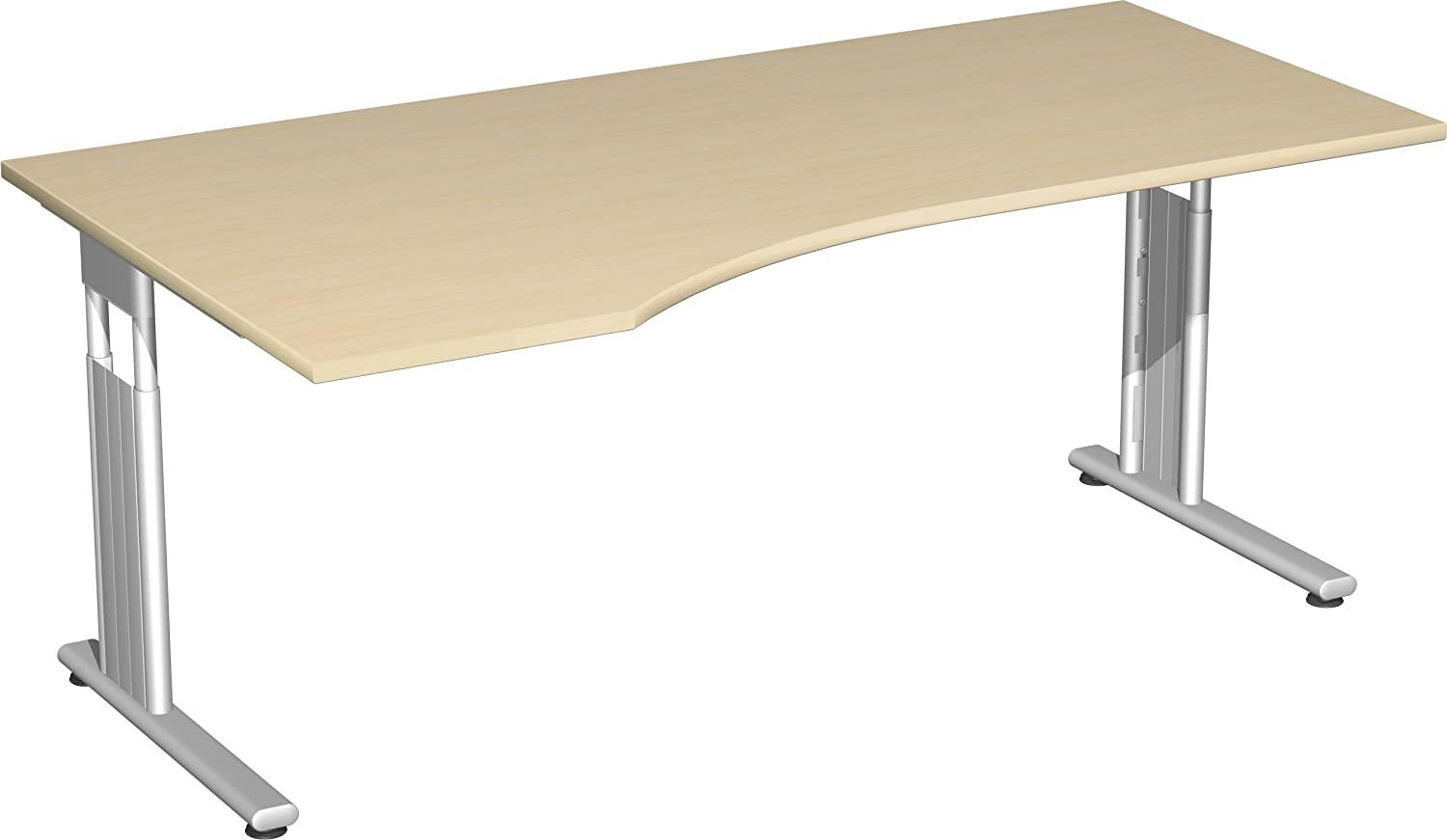 'C Fuß Flex' PC-Schreibtisch, links, höhenverstellbar, Ahorn/ Silber, 68-82 x 180 x 100 cm Bild 1