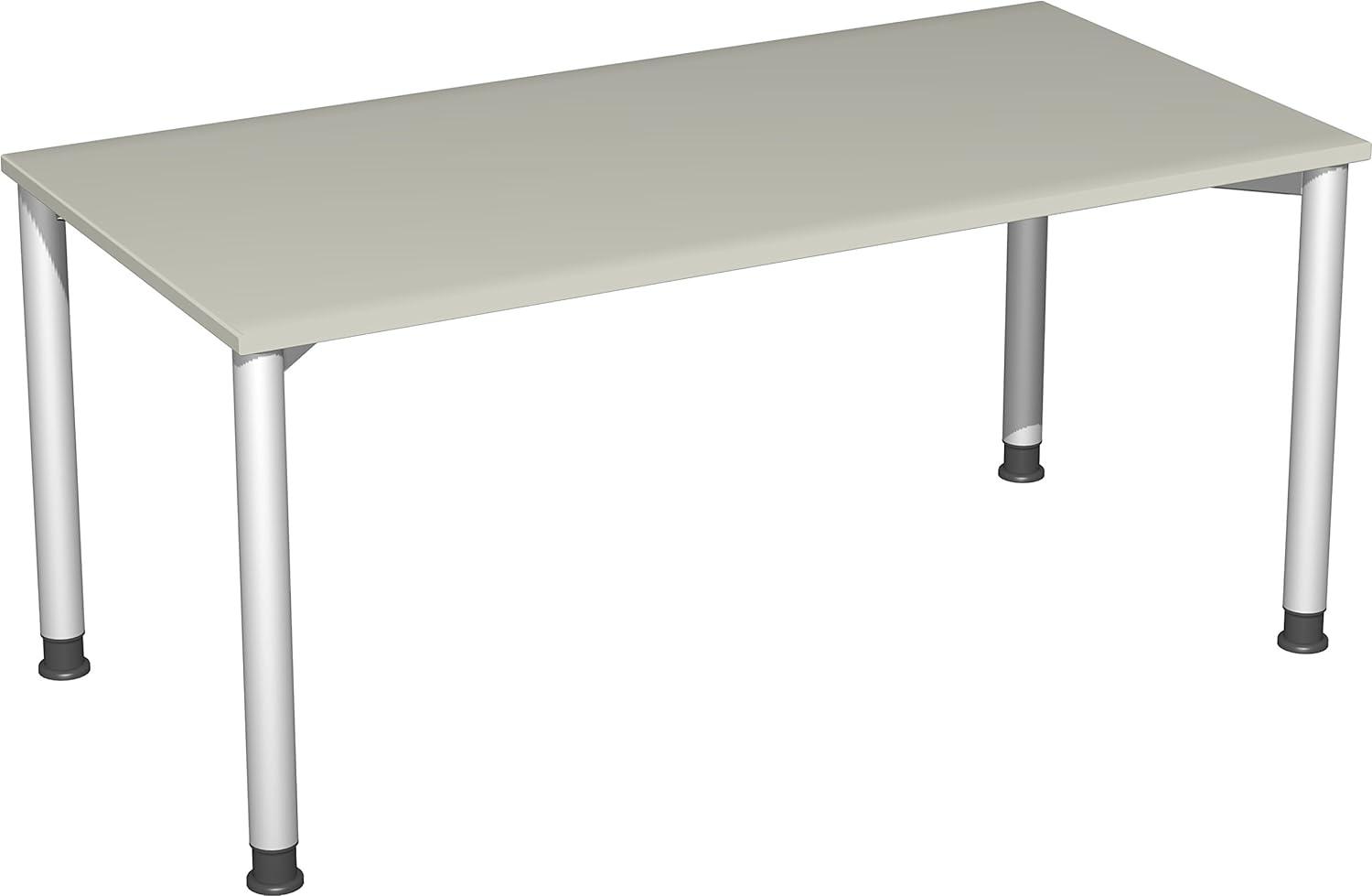 Schreibtisch, höhenverstellbar, lichtgrau/ silber, 68-80 x 160 x 80 cm Bild 1