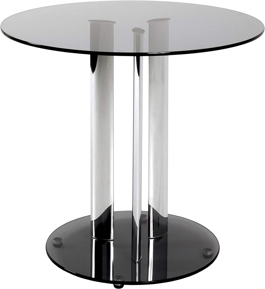 Beistelltisch rund, Tisch- und Fußplatte Glas schwarz, Gestell Stahlrohr verchromt, Ø 59cm Bild 1