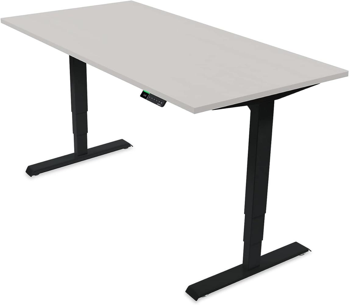 Desktopia Pro X - Elektrisch höhenverstellbarer Schreibtisch / Ergonomischer Tisch mit Memory-Funktion, 7 Jahre Garantie - (Grau, 160x80 cm, Gestell Schwarz) Bild 1