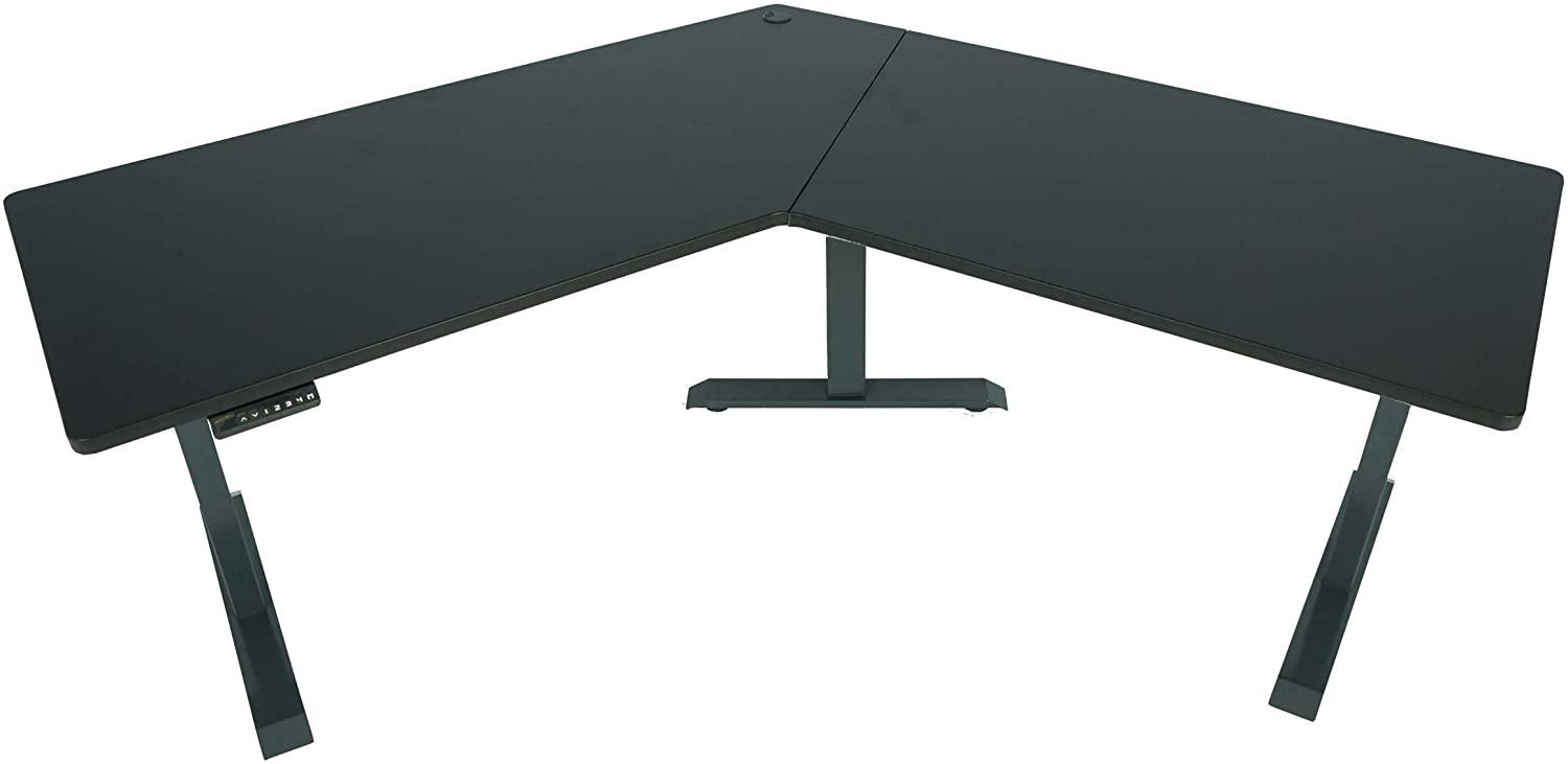 'HWC-D40' Schreibtisch mit 120°- WInkel elektrisch höhenverstellbar, schwarz/ anthrazit-grau, 56-121 x 75 x 257 cm Bild 1