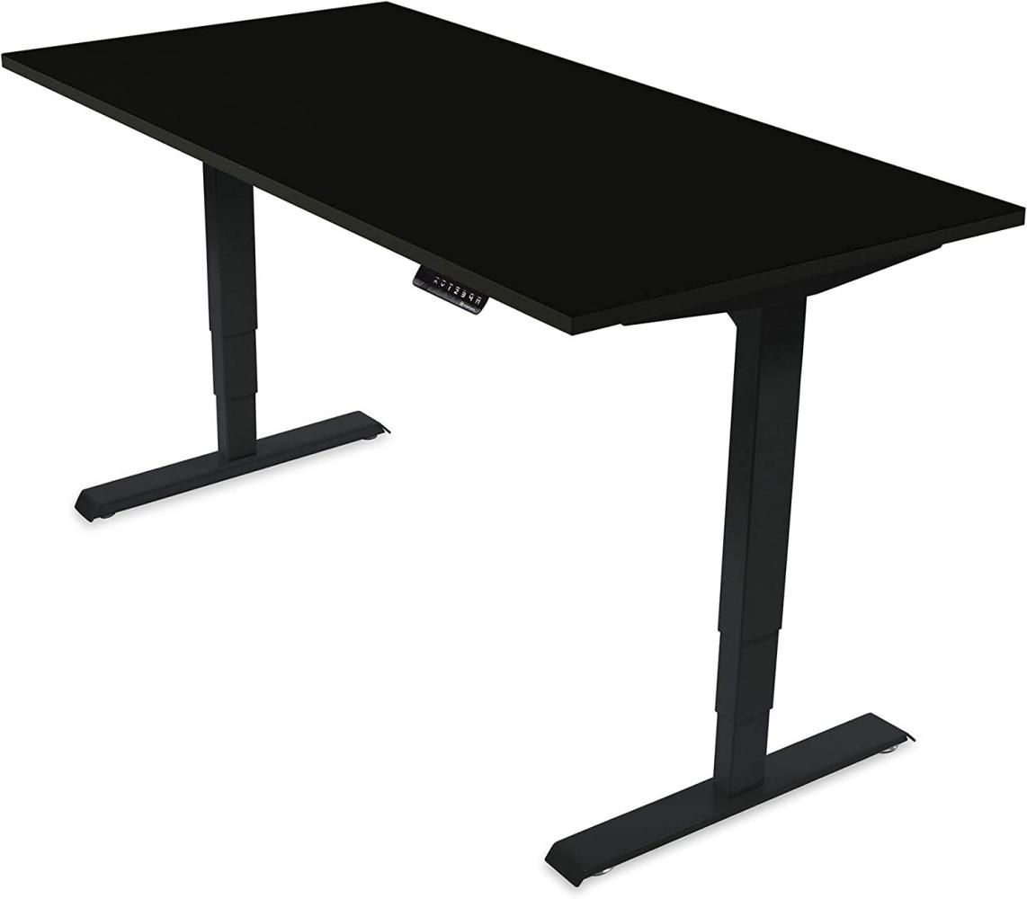 Desktopia Pro - Elektrisch höhenverstellbarer Schreibtisch / Ergonomischer Tisch mit Memory-Funktion, 5 Jahre Garantie - (Schwarz, 160x80 cm, Gestell Schwarz) Bild 1