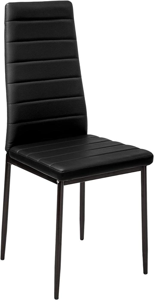 tectake 800881 8er Set Esszimmerstuhl, Kunstleder Stuhl mit hoher Rückenlehne, bis 150 kg belastbar, 41 x 45 x 98,5 cm (8X Schwarz | Nr. 404118) Bild 1