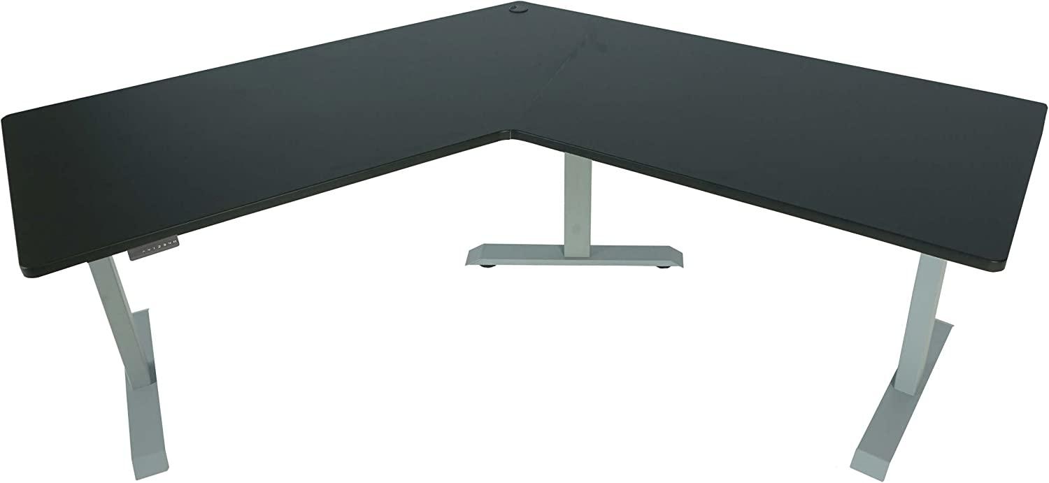 'HWC-D40' Schreibtisch mit 120°-Winkel, elektrisch höhenverstellbar, schwarz/ grau, 56-121 x 75 x 257 cm Bild 1