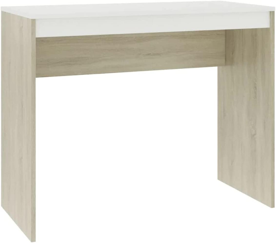 Schreibtisch Weiß/Sonoma-Eiche 90×40×72 cm Spanplatte Bild 1