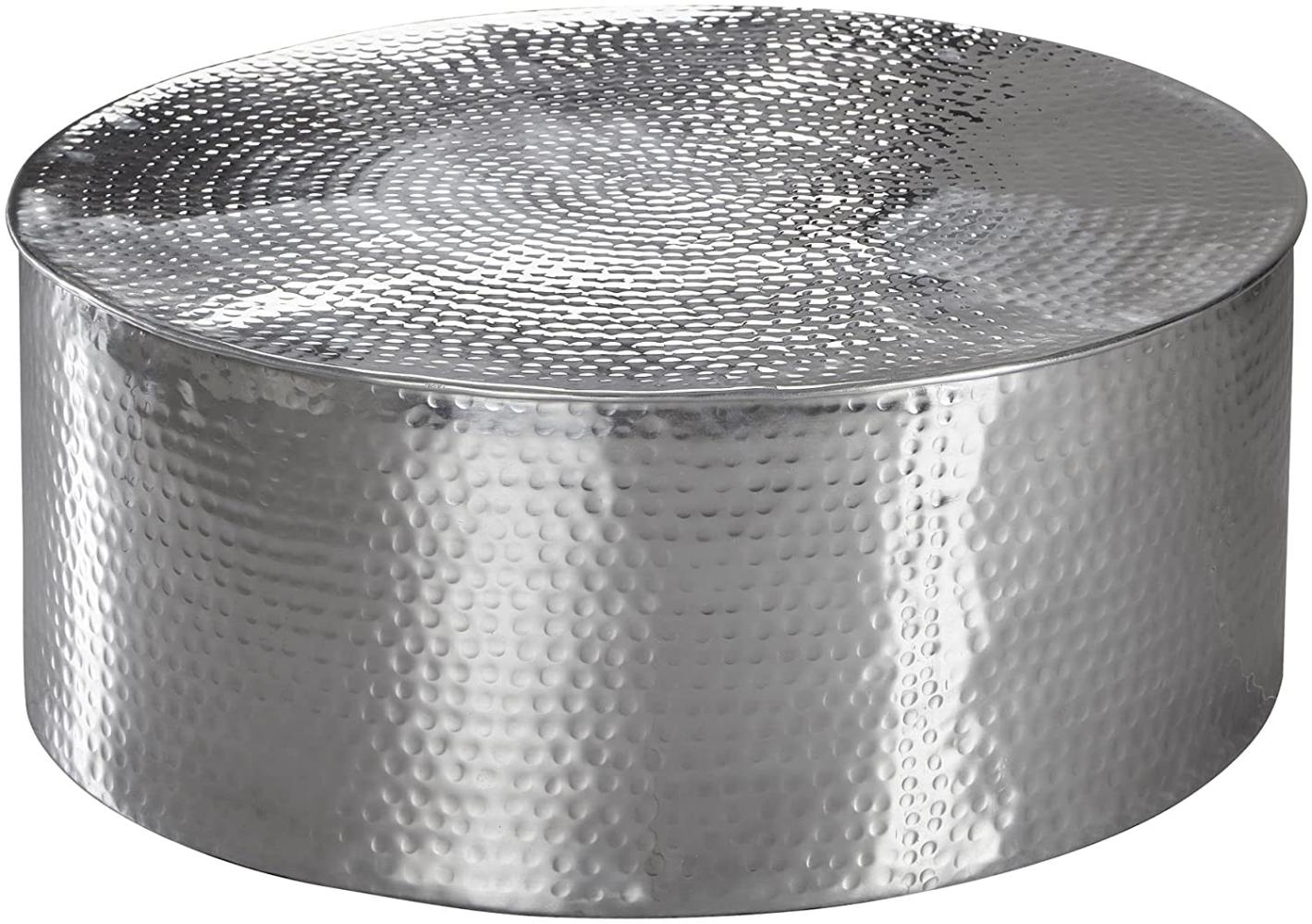 Wohnling Couchtisch RAHIM 75 x 31 x 75 cm Aluminium Beistelltisch orientalisch rund, Silber Bild 1