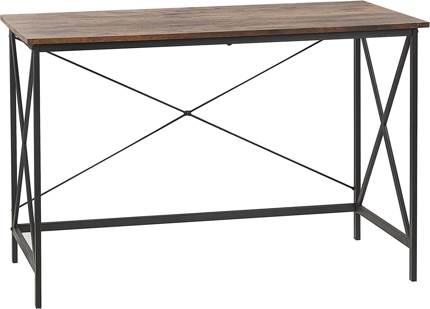 Schreibtisch Dunkelbraun MDF-Platte Holzoptik 115 x 60 cm Metallgestell Schwarz rechteckig Industrial Style für Büro Wohnzimmer Jugendzimmer Bild 1