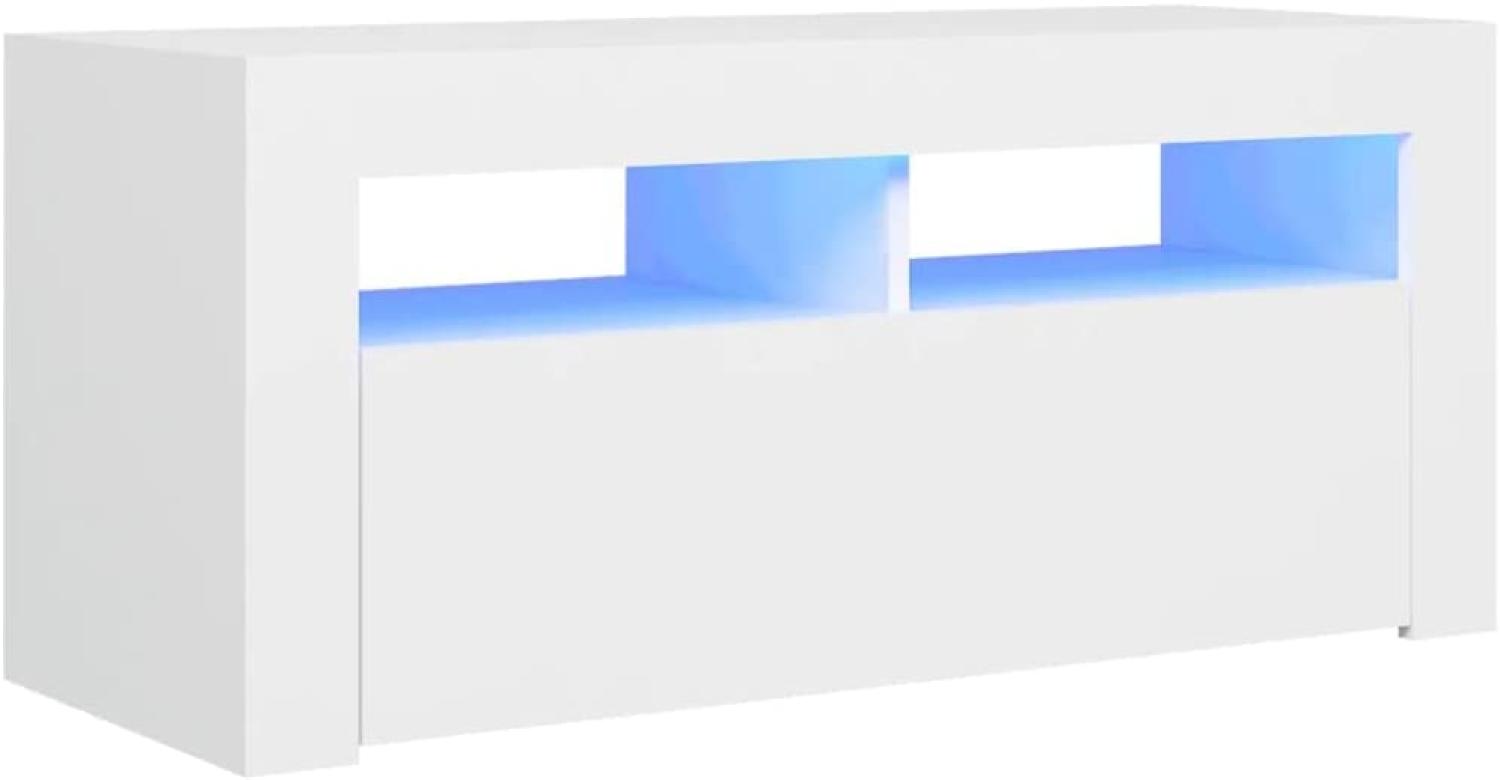 vidaXL TV-Schrank mit LED-Leuchten Weiß 90x35x40 cm, Mit Beleuchtung [804319] Bild 1