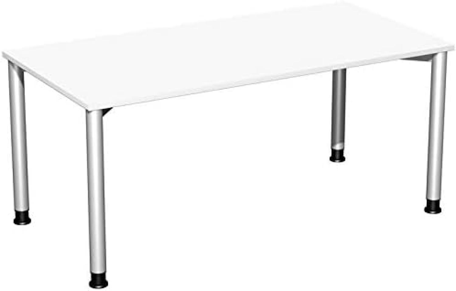 Schreibtisch, höhenverstellbar, weiß/ silber, 68-80 x 160 x 80 cm Bild 1