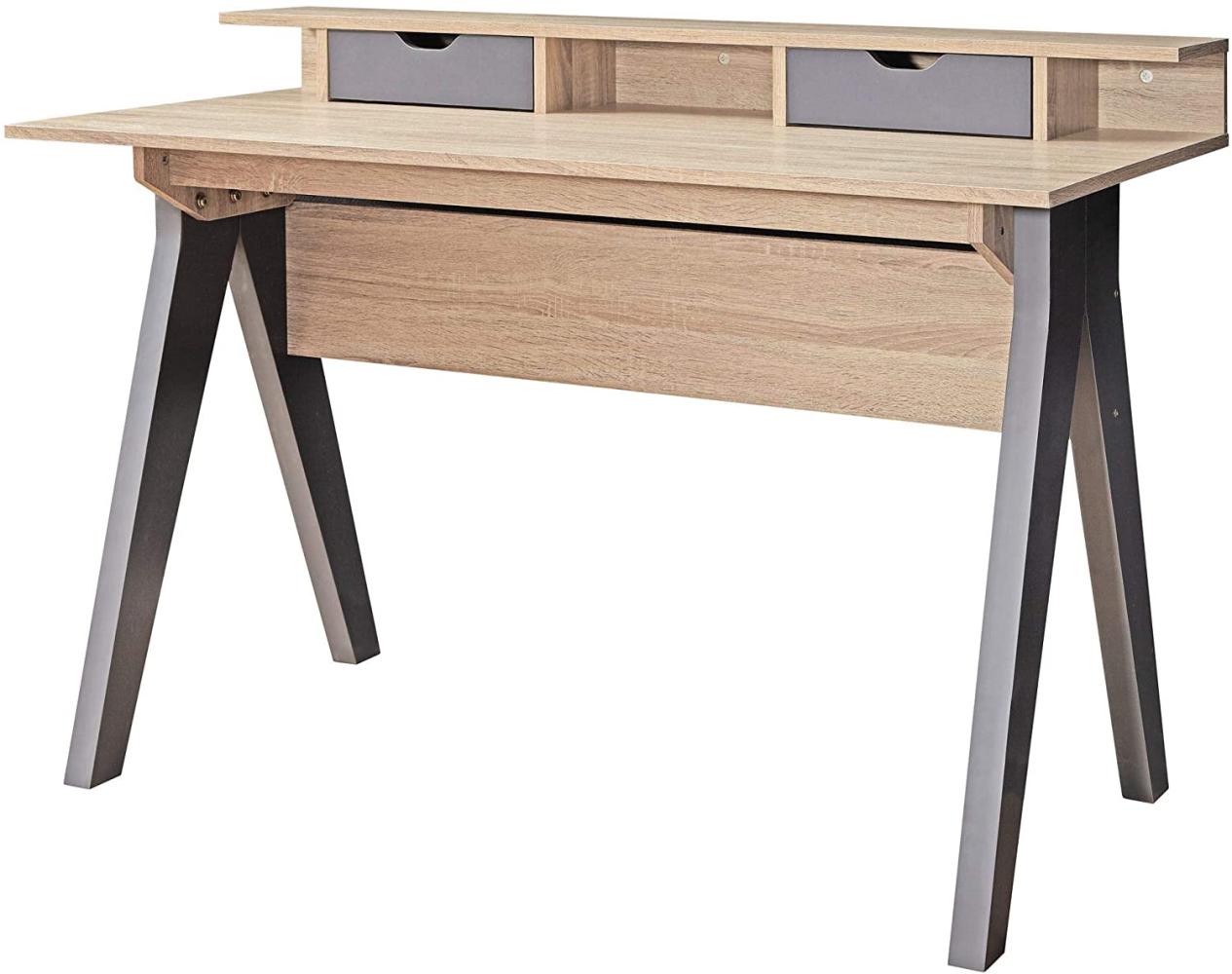 Wohnling Schreibtisch mit Schubladen MASSA Sonoma / Grau 120 cm Bild 1