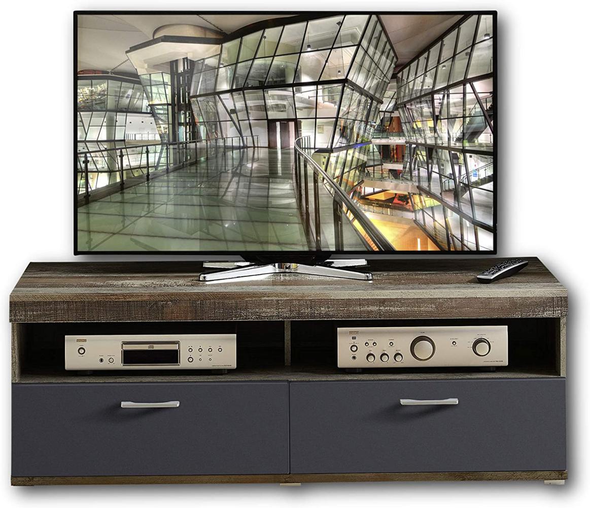 CROWN X TV-Board in Driftwood Optik, Graphit - hochwertiges Low-Board für Ihr Wohnzimmer - 140 x 50 x 48 cm (B/H/T) Bild 1