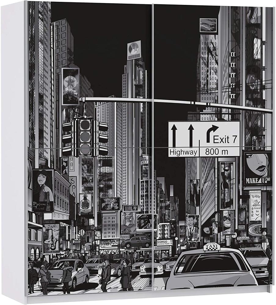 FORTE 'Plakato' Schwebetürenschrank weiß mit Motivdruck New York" 170 x 190 cm" Bild 1