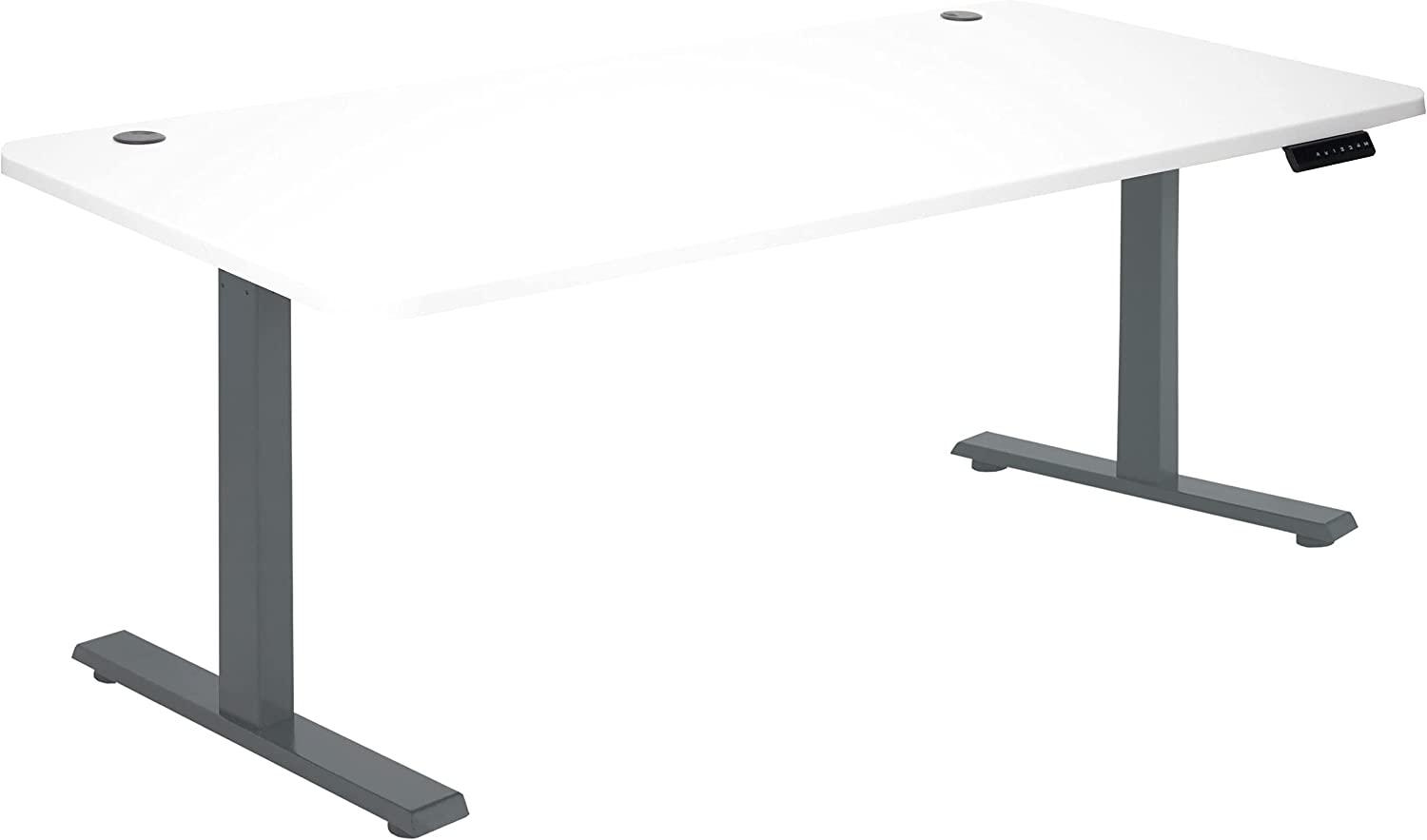 Schreibtisch HWC-D40, Computertisch, elektrisch höhenverstellbar 160x80cm 53kg ~ weiß, anthrazit-grau Bild 1