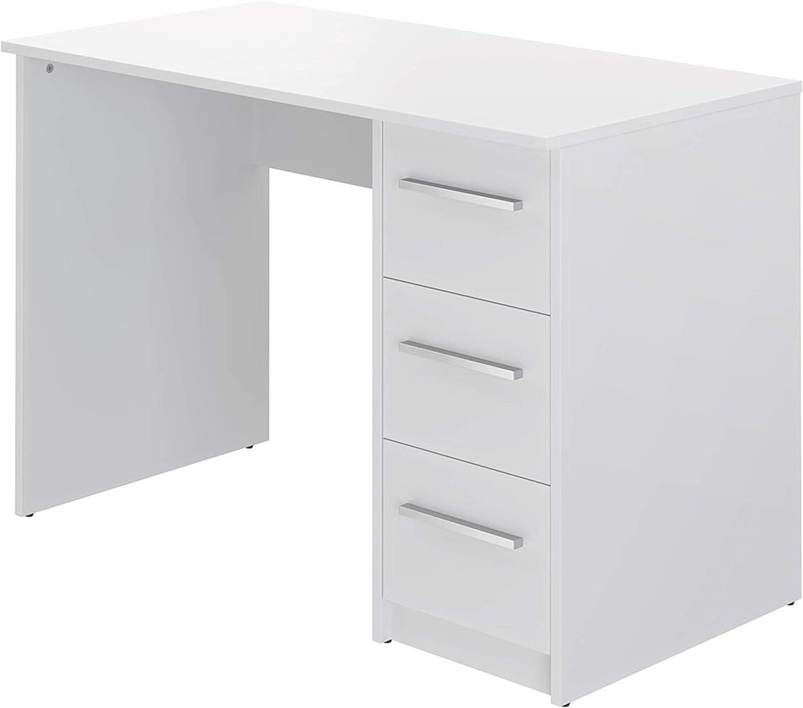 Amazon Marke - Movian Idro moderner Schreibtisch, Computertisch mit 3 Schubladen, 56 x 110 x 73,5, Weiß Bild 1