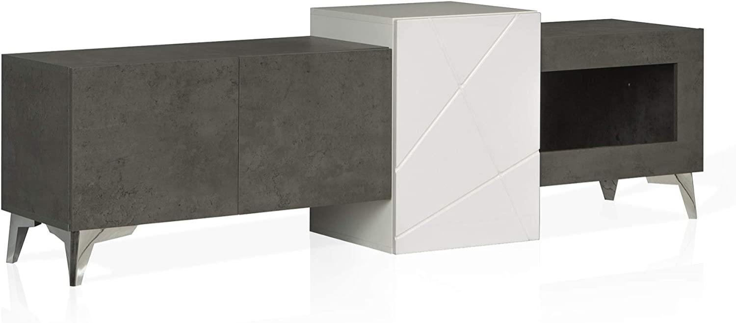 Möbel-Eins JAKOBA TV-Lowboard, Material MDF, betonfarbig dunkelgrau/weiss Bild 1