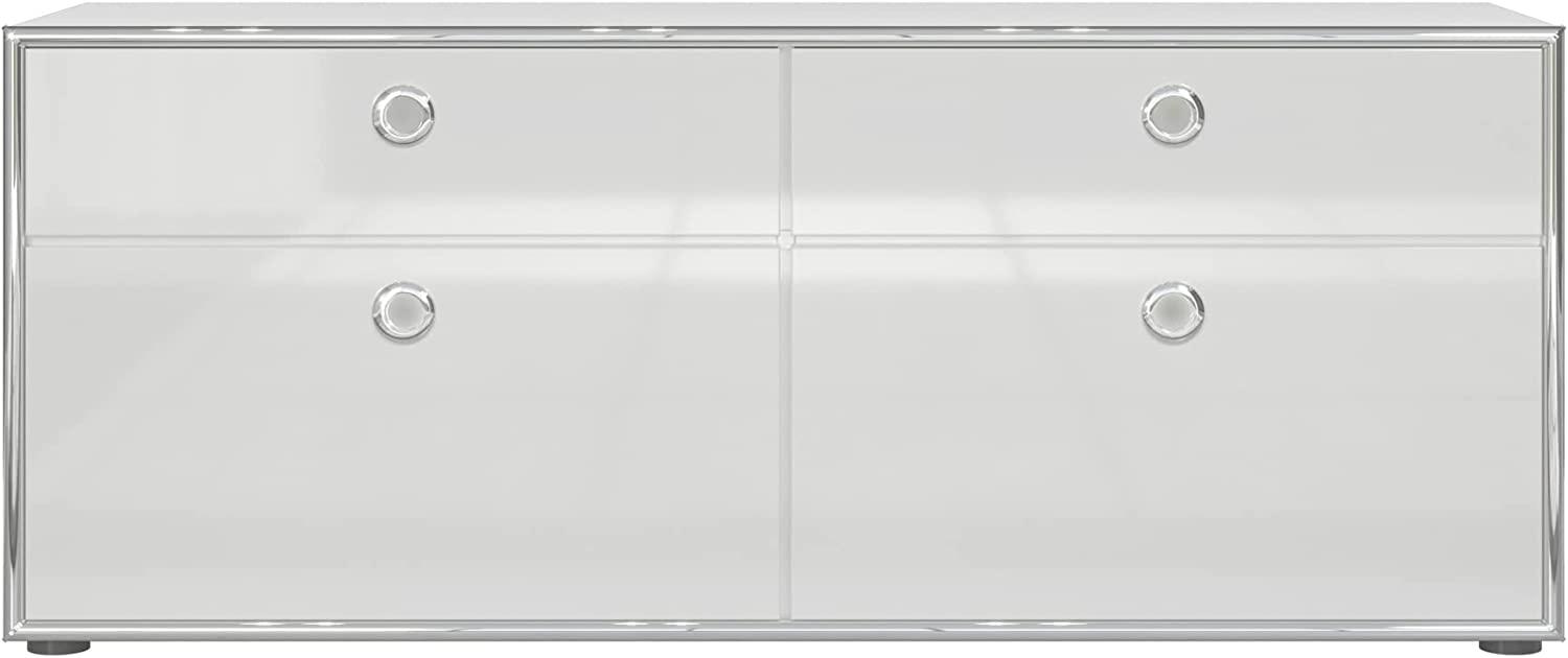 'Infinity' TV-Lowboard klein, weiß Hochglanz, 147 x 60 cm Bild 1