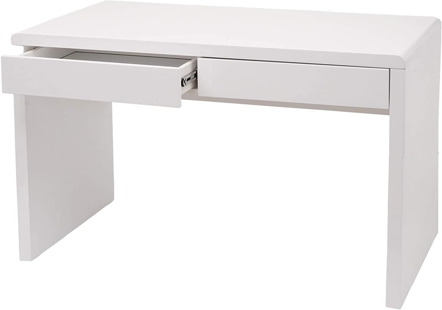 'HWC-G51' Schreibtisch mit 2 Schubladen, Hochglanz Weiß, 75 x 100 x 60 cm Bild 1