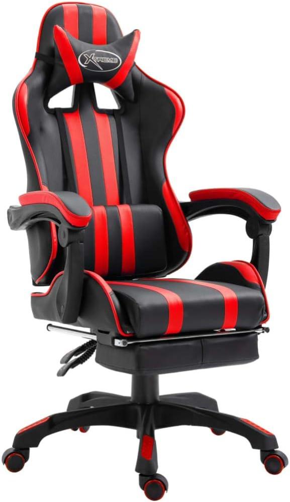 vidaXL Gaming-Stuhl mit Fußstütze Rot Kunstleder Bild 1