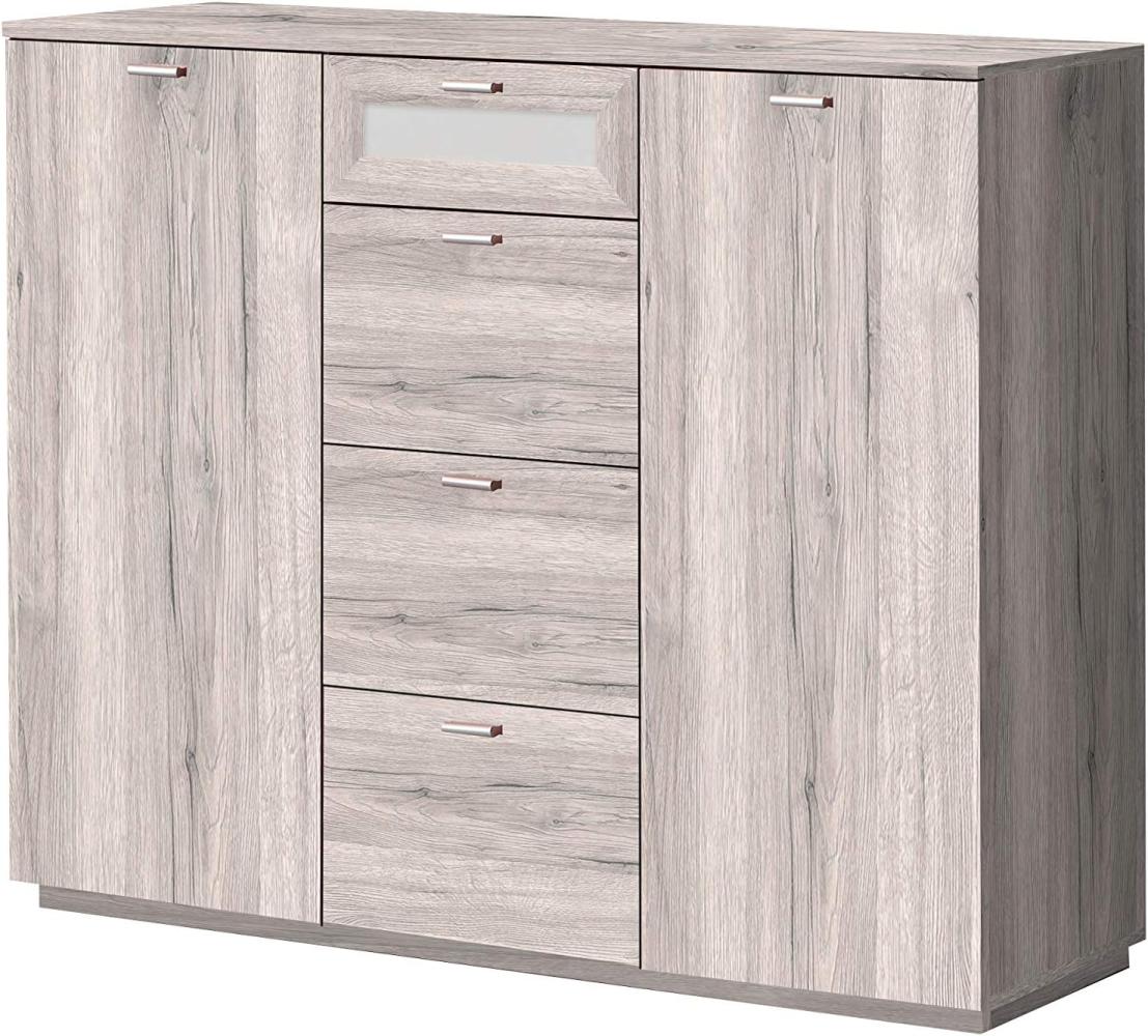FORTE Nexus Kommode mit 2 Türen und 4 Schubladen, Holzwerkstoff, Sandeiche, 54 x 98,8 x 119,6 cm Bild 1