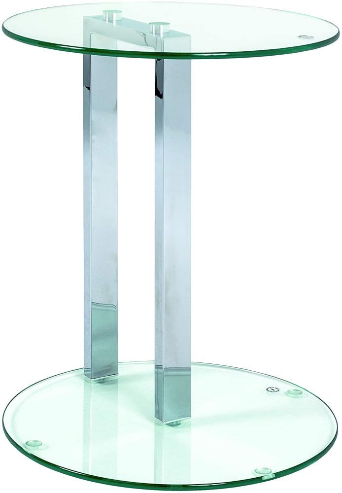 Beistelltisch aus Glas/ Chromgestell, rund, Ø 40cm Bild 1