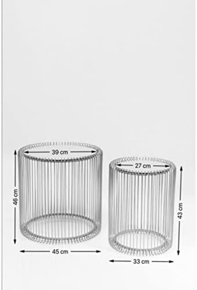 Kare Design Beistelltisch Wire Black 2er Set, runder, moderner Glastisch, kleiner Couchtisch, Kaffeetisch, Nachttisch, Schwarz (H/B/T) 42,5xØ32,5cm & 45xØ44cm Bild 1