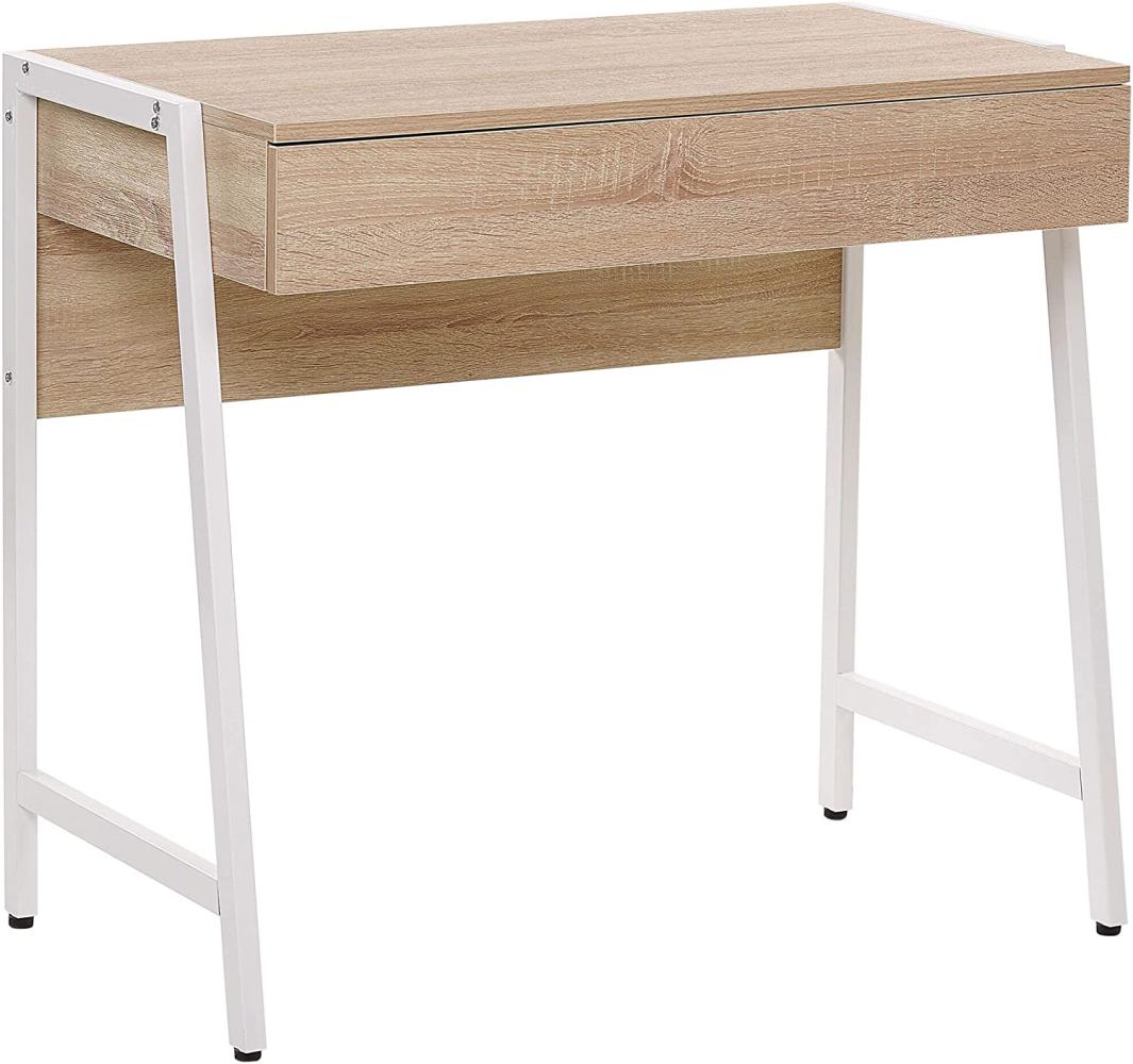 Schreibtisch heller Holzfarbton / weiß 84 x 48 cm CARTER Bild 1