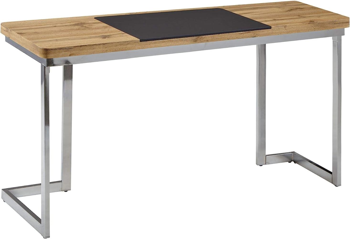 Wohnling Schreibtisch, braun/schwarz/chrom, Holz/Metall, 140x76x55 cm Bild 1