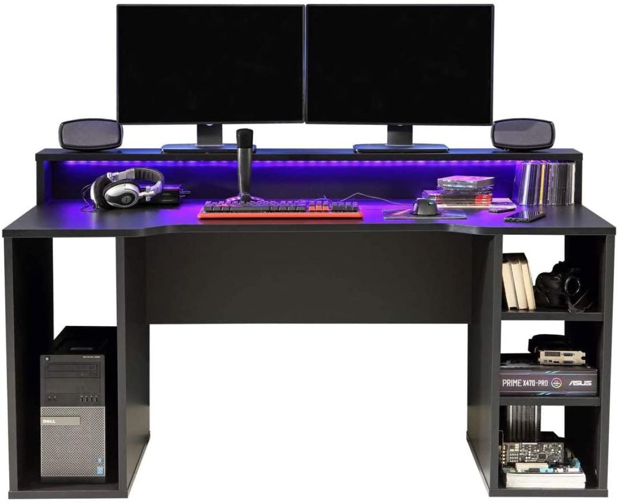 Forte 'Tezaur' Computertisch mit LED Beleuchtung, 160 x 91 x 72 cm Bild 1
