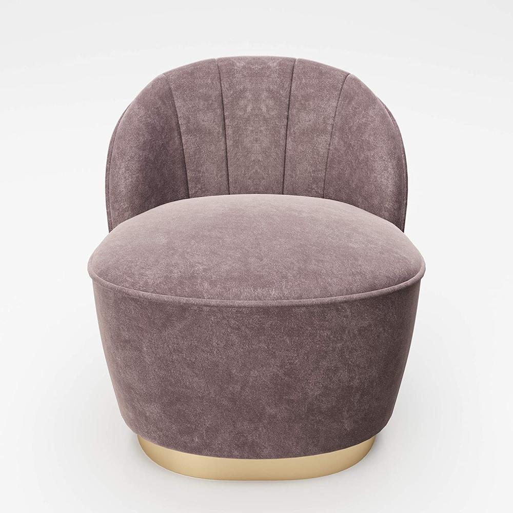 PLAYBOY - Sessel "STELLA" gepolsterter Cocktail-Sessel mit Rückenlehne, Samtstoff in Rosa mit goldenem Metallfuss, Retro-Design Bild 1