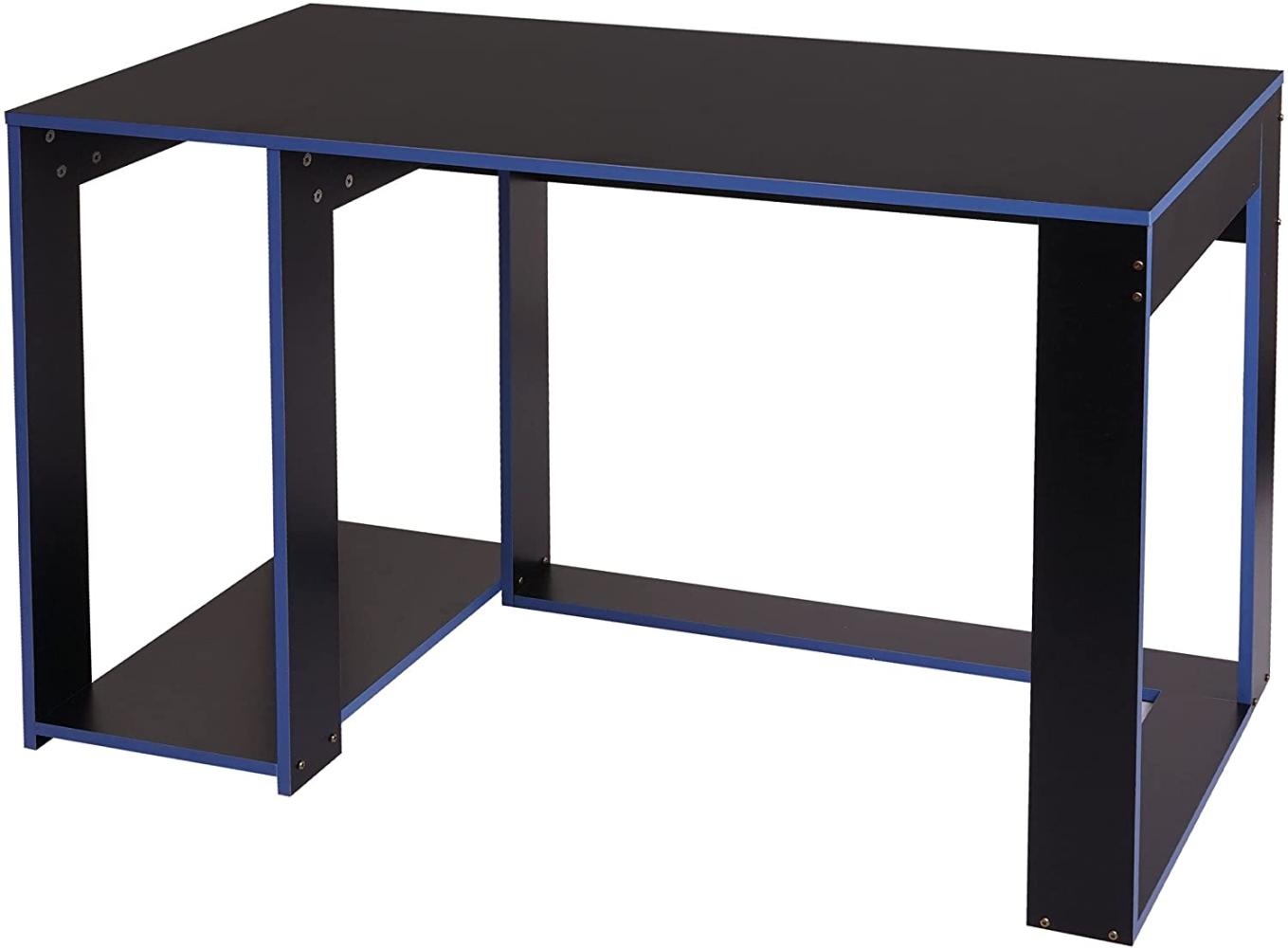 Schreibtisch HWC-J26, Computertisch Bürotisch, 120x60x76cm ~ schwarz-blau Bild 1