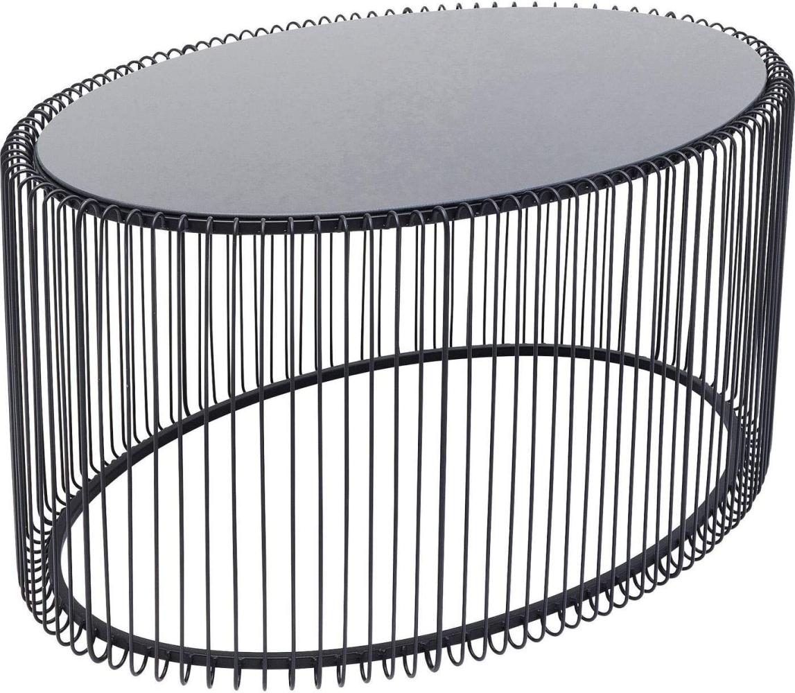 Kare Design Couchtisch Wire Uno Schwarz 60x90cm, moderner Couchtisch in Ovaler Form mit Tischplatte aus Glas, (H/B/T) 40,5x90x60cm Bild 1