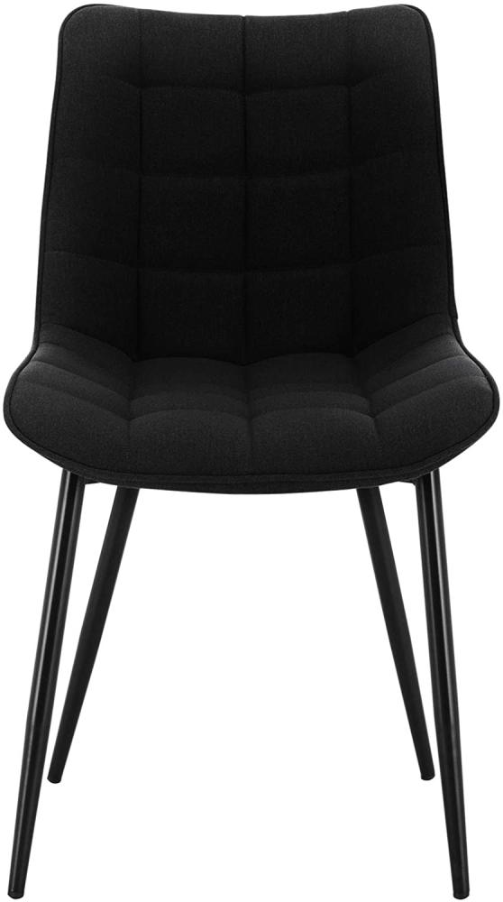 WOLTU 4 x Esszimmerstühle 4er Set Esszimmerstuhl Küchenstuhl Polsterstuhl Design Stuhl mit Rückenlehne, mit Sitzfläche aus Leinen, Gestell aus Metall, Schwarz, BH206sz-4 Bild 1